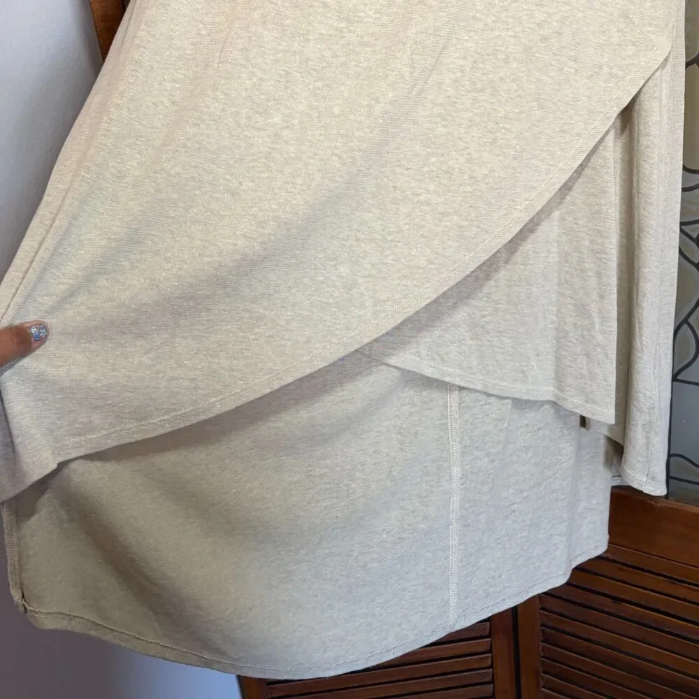 PrAna Tidal Wave Skirt In Sandwashed Beige Preppy Coastal Hemp Blend Size L